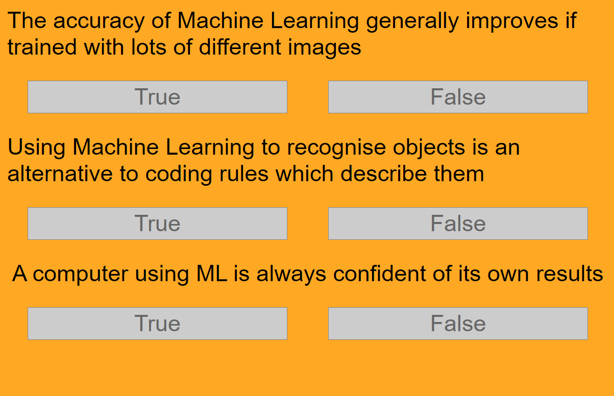 Three quiz questions about Machine Learning