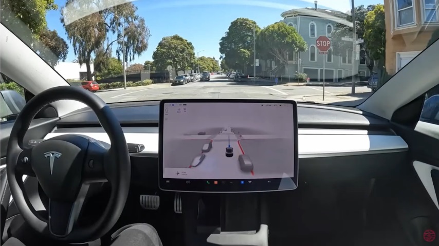 View inside a Tesla self-driving car