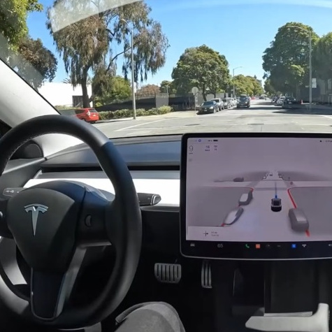 View inside a Tesla self-driving car